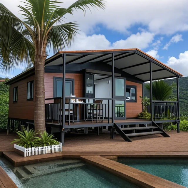 Maison extensible &agrave; double aile HS-40Ft avec toit
